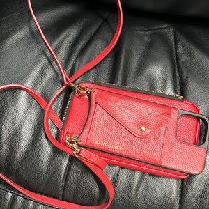 Bandolier red pebble leather phone case, and pouch. Great shape